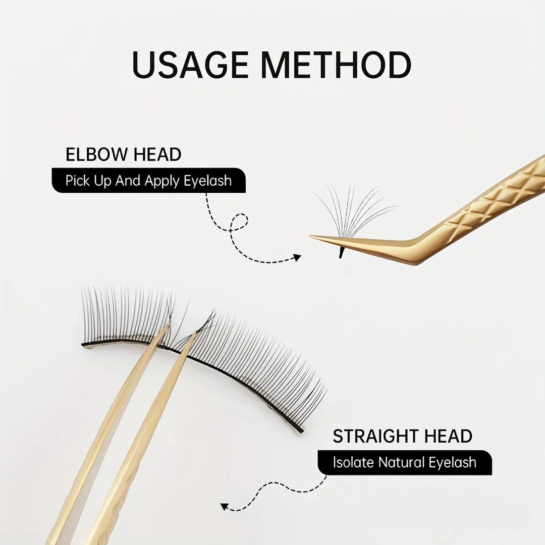 Premium precision anti-slip eyelash extension tweezers made with durable stainless steel for flawless lash application
