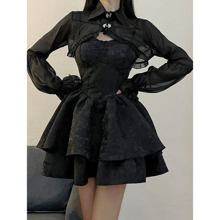 A stylish and elegant women's pettiskirt in a classic black colour, featuring a flowing A-line silhouette and premium polyester construction.