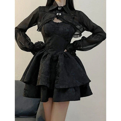 A stylish and elegant women's pettiskirt in a classic black colour, featuring a flowing A-line silhouette and premium polyester construction.