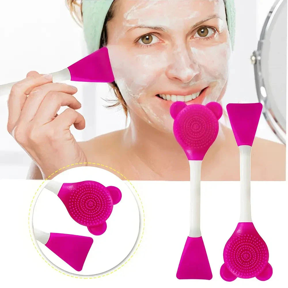 Luxurious silicone bear-shaped face mask applicator brush in various colours for effortless, even skincare product application