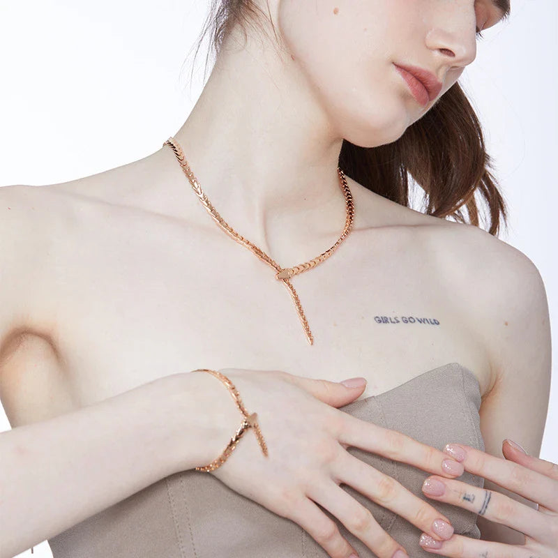 Adjustable copper snake bracelet in rose gold finish, a stylish unisex accessory for men and women