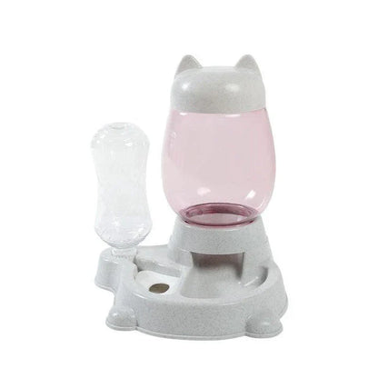 Automatic pet food and water dispenser with blue colour, designed for convenient feeding of cats and dogs
