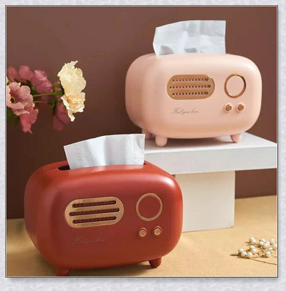 Retro-inspired tissue box cover in vibrant colours, adding vintage charm to any home decor