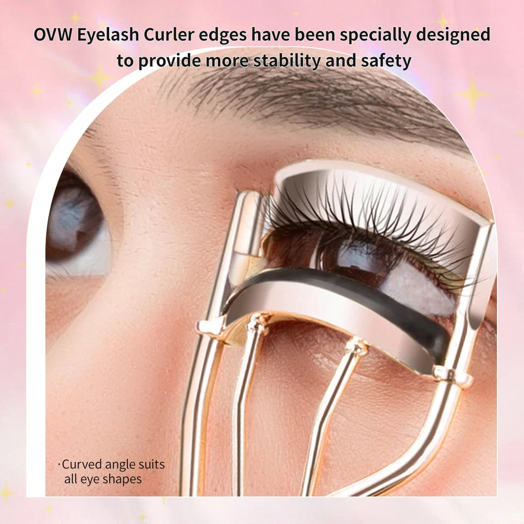 Rose gold eyelash curler with a silicone pad for gentle, long-lasting lash curling