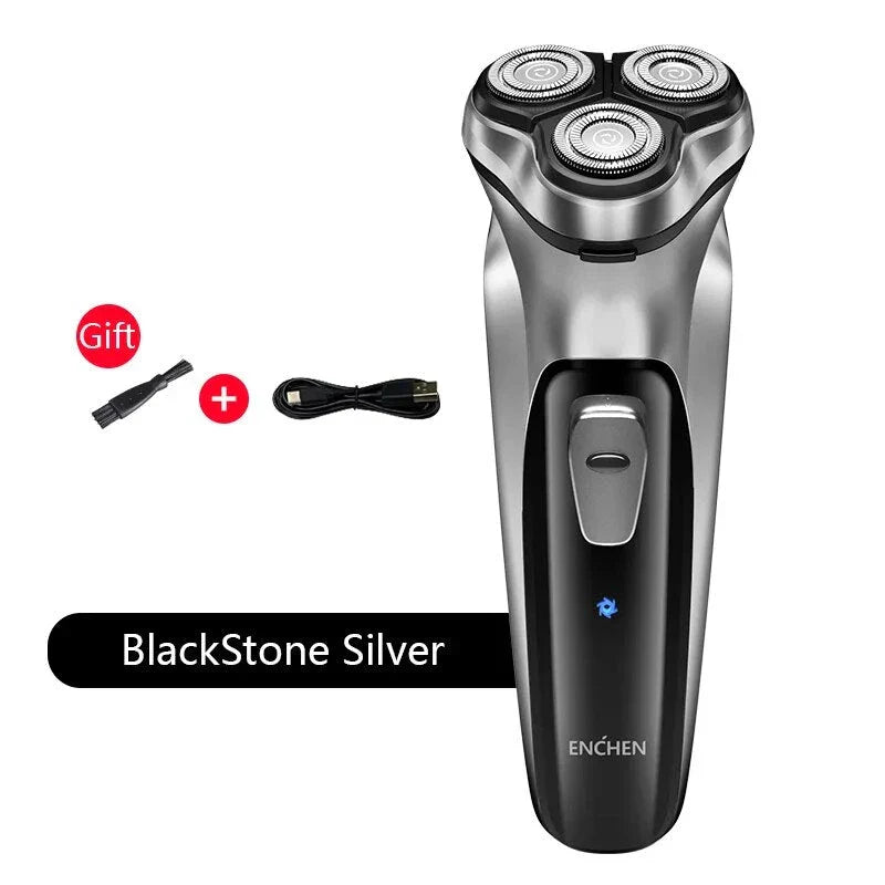 Advanced cordless electric face shaver with 3D floating heads and ultra-thin double ring cutter for a smooth, comfortable shave