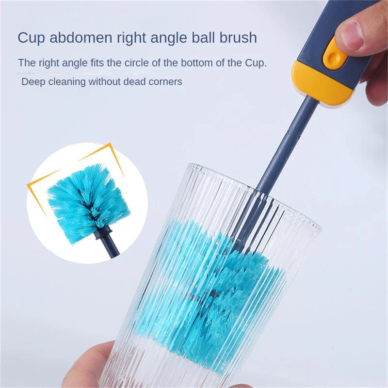 Trendha 4-in-1 Bottle Gap Cleaner Brush with U-shaped silicone scrubber, angled corner brush, and twisted wire gap brush for comprehensive cup and bottle cleaning