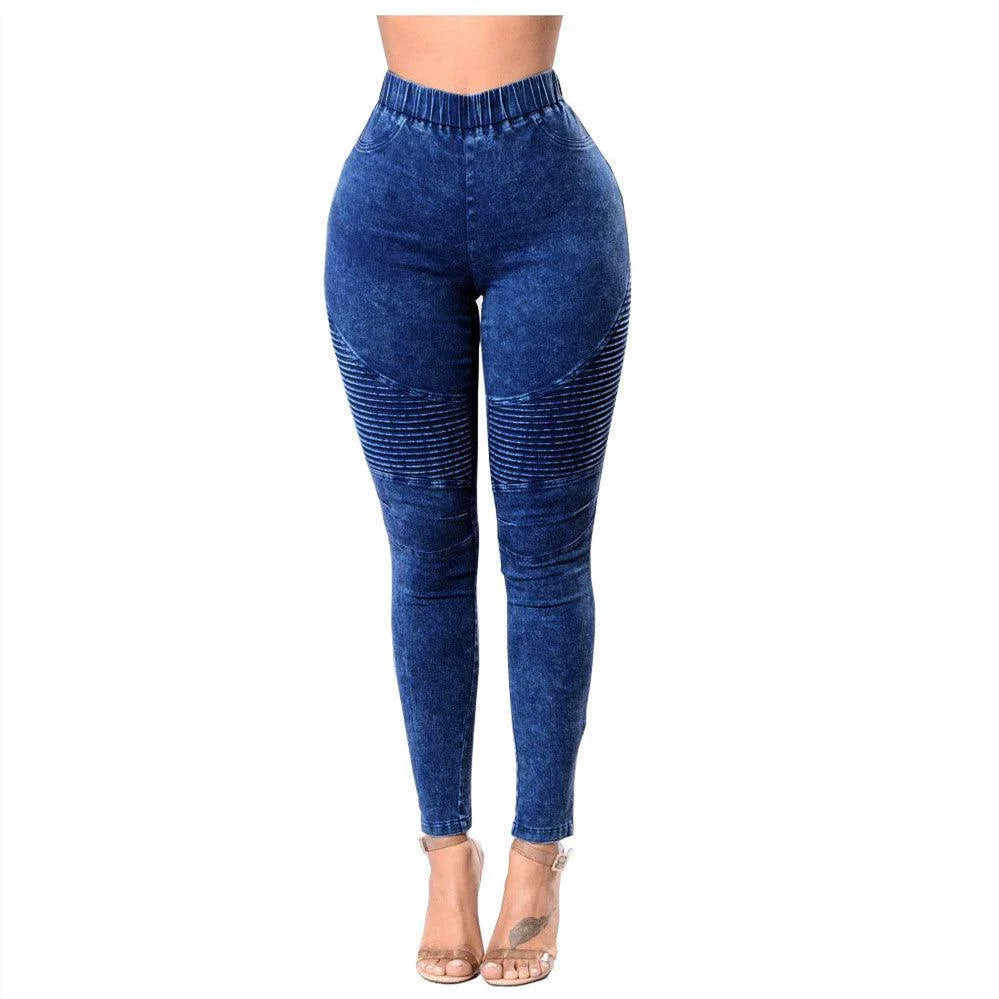 Flattering high-waisted denim jeans with a unique crinkled finish and lift-and-tuck technology for a sculpted, confident rear