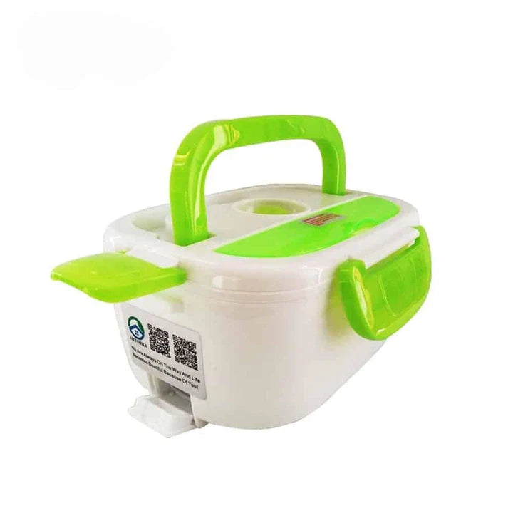 Portable Electric Heating Lunch Box with 1.2-litre capacity, 40-watt heating, and durable plastic construction for hot, freshly prepared meals on the go.