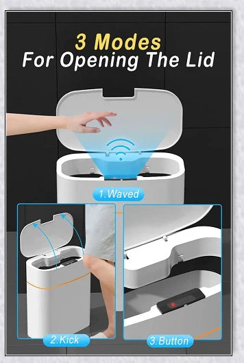 Sleek and modern automatic garbage can with motion-activated sensor for a hygienic and hassle-free waste disposal experience