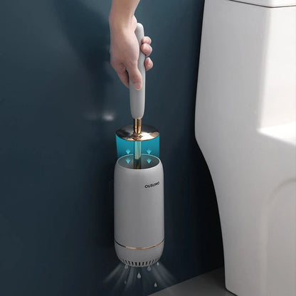 Long Handle Silicone Toilet Brush with Ergonomic Design, Scratch-Resistant Bristles, and Convenient Wall-Mounted Storage