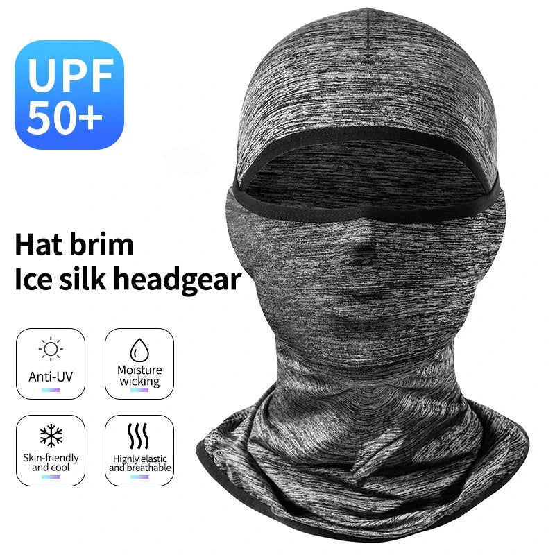 A grey ice silk sun shield hat with an adjustable, breathable design for outdoor activities