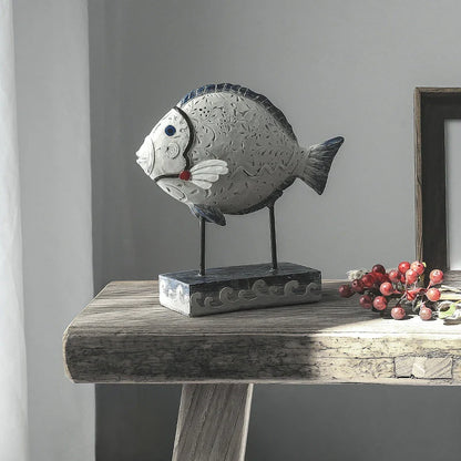 Elegant resin ornament of a toothed deep-sea fish, a nature-inspired accent piece for home decor