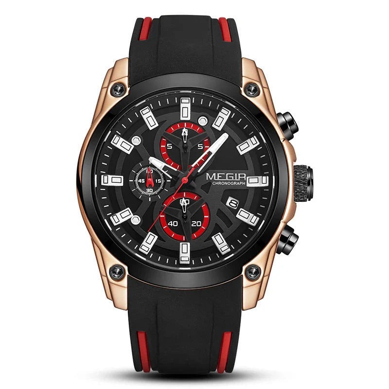 Trendha Multipurpose Sports Silicone Watch with Black Steel Case, Blue Ribbon, Durable Silicone Strap, and Precise Quartz Movement