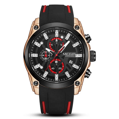 Trendha Multipurpose Sports Silicone Watch with Black Steel Case, Blue Ribbon, Durable Silicone Strap, and Precise Quartz Movement