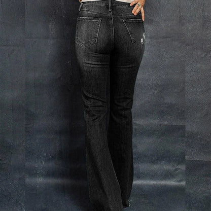 Premium high-waisted wide-leg denim trousers in a chic, versatile design