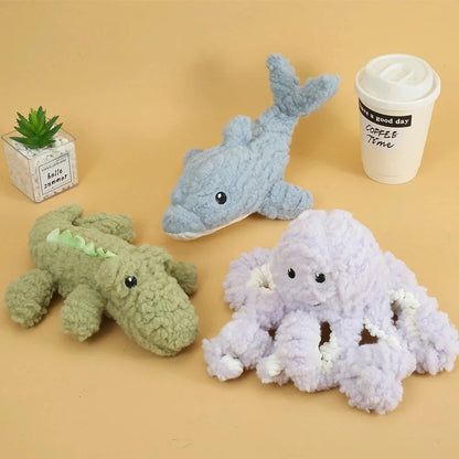 Durable plush squeaky crocodile-shaped dog toy made of premium fleece for safe, engaging playtime