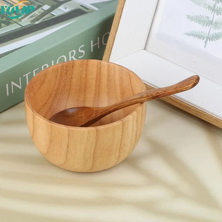 Homeenjoy UK Elegant Wooden Facial Mask Bowl and Spoon Set