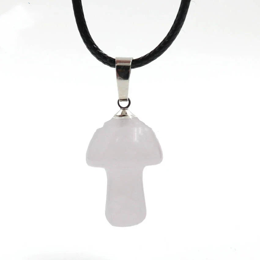 Elegant crystal mushroom pendant necklace with adjustable chain and sparkling natural gemstones