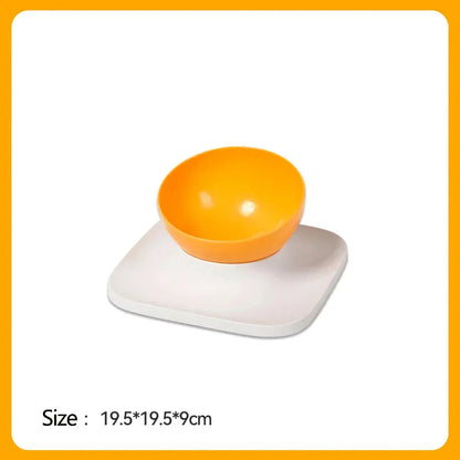Adjustable anti-spill double bowl feeding station with neck guard for cats and dogs