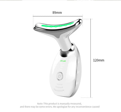 Neck and Face Beauty Device with Colorful LED Photon Therapy for Skin Tightening, Wrinkle Reduction and Double Chin Removal
