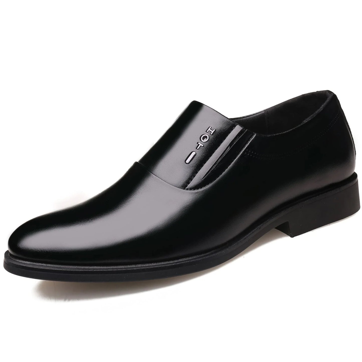 Premium leather elevator shoes with 6cm height boost and pointed toe design for professional men's business attire