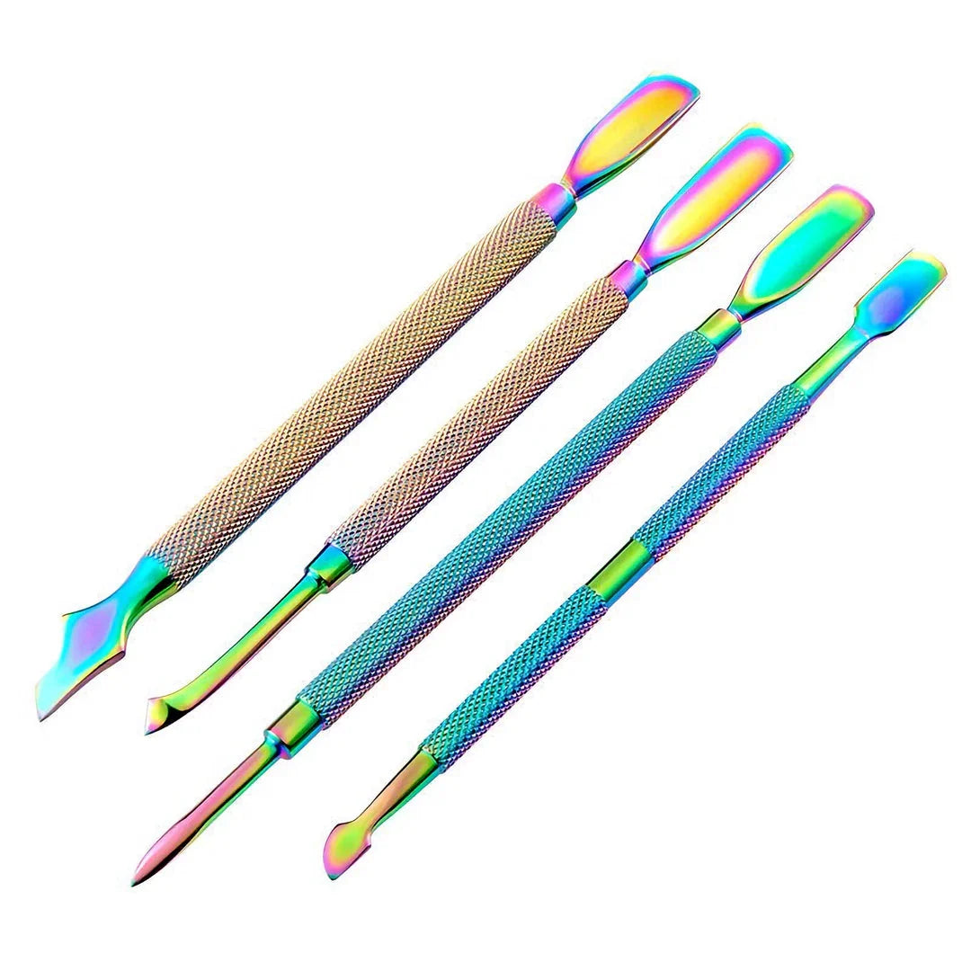 Chameleon Rainbow Dual-Ended Stainless Steel Cuticle Pusher for Salon-Quality Manicure at Home