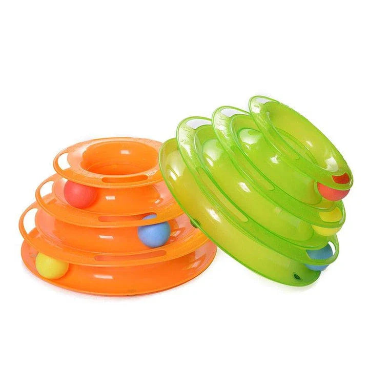 Premium Cat Activity Tower with Colourful Ball and Winding Track