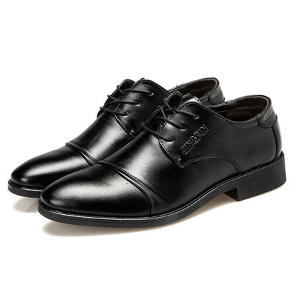 Men's stylish and comfortable business dress shoes with pointed toe, low profile, and detailed stitching