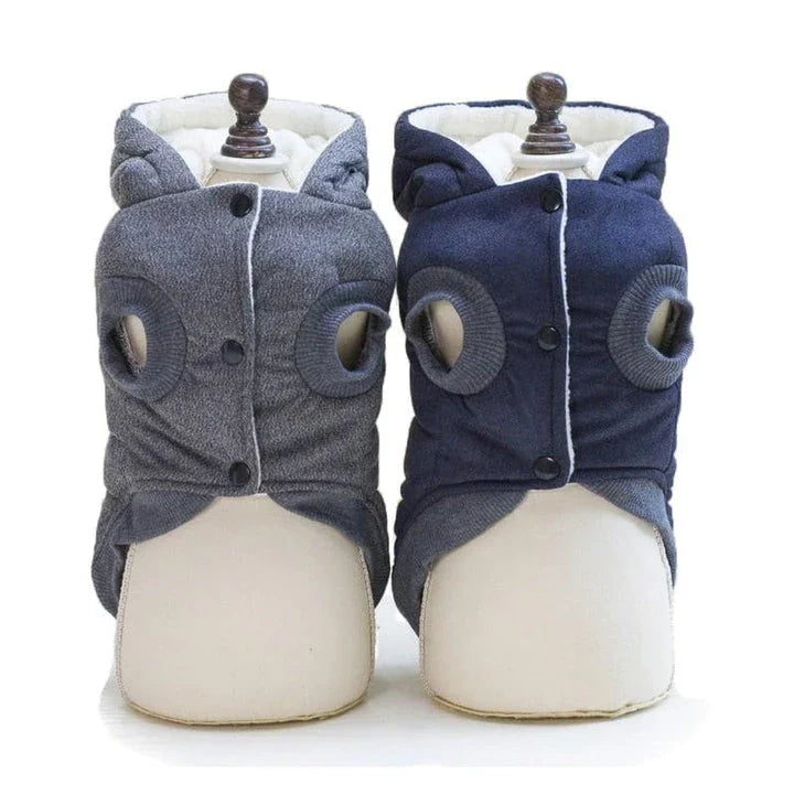 Cozy and stylish hooded winter jacket for dogs, made of soft cotton material to keep your pet warm and comfortable.