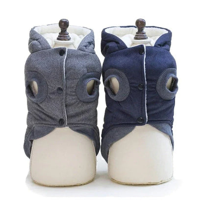 Cozy and stylish hooded winter jacket for dogs, made of soft cotton material to keep your pet warm and comfortable.