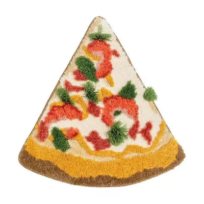Cosy Tufted Pizza Bathmat with a playful pizza-slice design, offering a plush and comfortable feel underfoot with anti-slip backing.