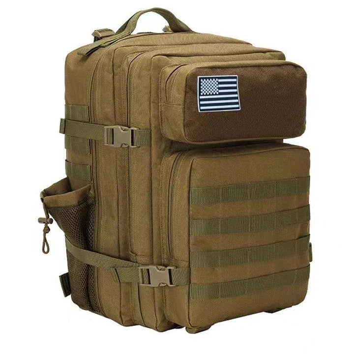 Oxford fabric waterproof backpack with large 45-litre capacity, multiple pockets, and comfortable padded straps for daily use and outdoor adventures