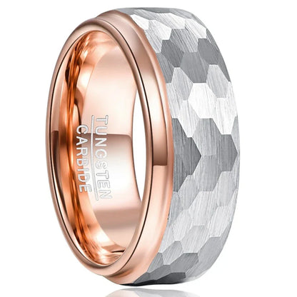 Elegant rose gold plated tungsten steel ring, a sophisticated accessory for discerning gentlemen