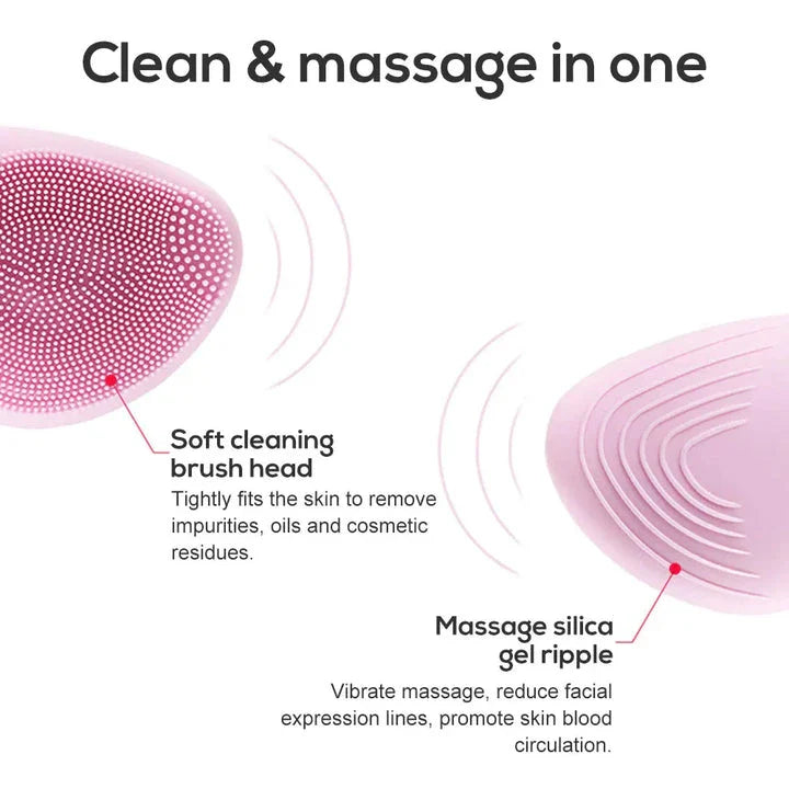Electric Sonic Ultrasonic Silicone Face Cleansing Brush with four adjustable speed settings for customised skincare