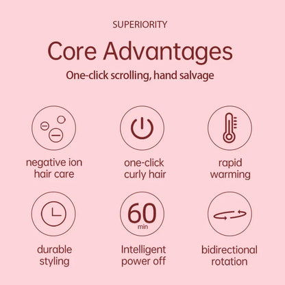 Versatile 2-in-1 hair styling tool with ceramic plates, rapid heating, and adjustable temperature controls for effortless curling and straightening.