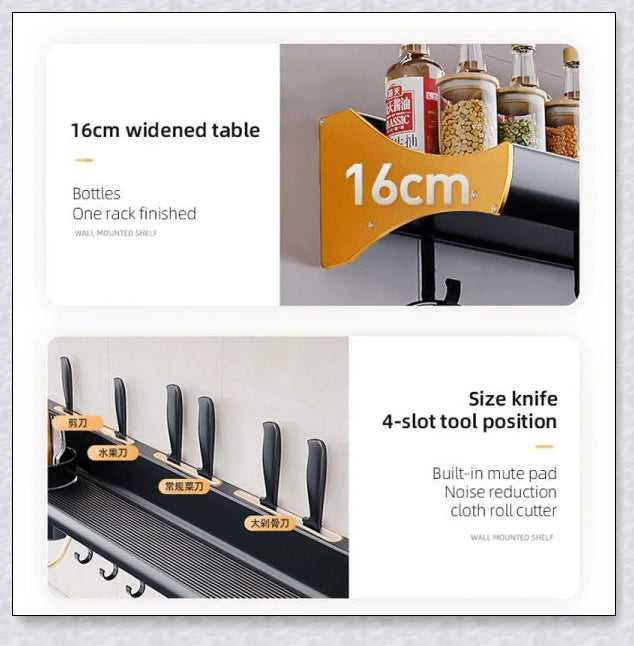 Premium stainless steel and ABS plastic kitchen organiser with compartments for spices, knives, chopsticks and more