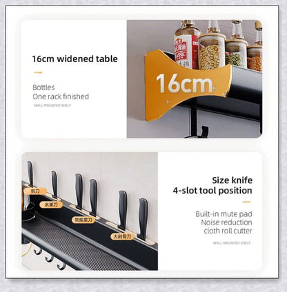 Premium stainless steel and ABS plastic kitchen organiser with compartments for spices, knives, chopsticks and more