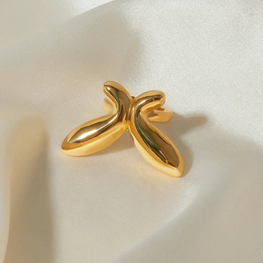 Trendha 18K gold-plated stainless steel butterfly ring, a durable and elegant accessory for UK special occasions