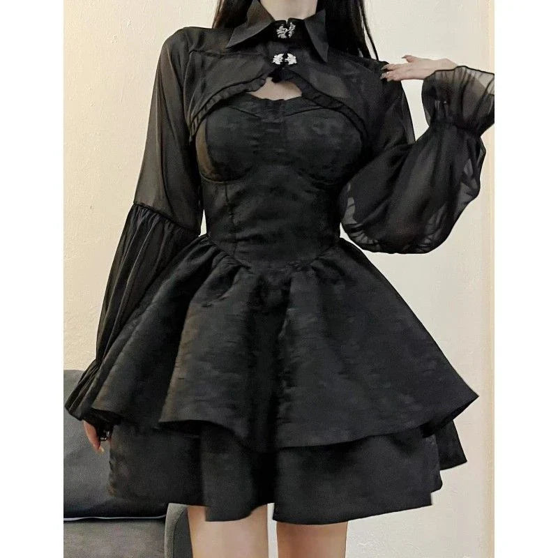 A stylish and elegant women's pettiskirt in a classic black colour, featuring a flowing A-line silhouette and premium polyester construction.