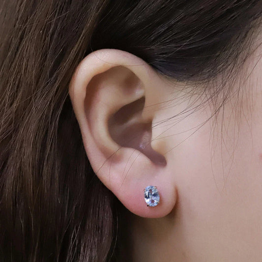 Pair of rose gold-plated sterling silver earrings with a minimalist, geometric design