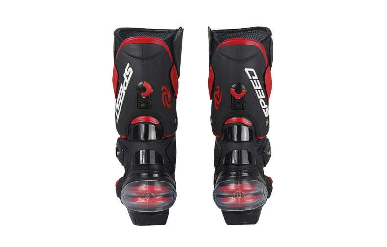 Durable all-weather motorcycle boots with microfiber leather, carbon fibre reinforcements, and shock-absorbing sole for versatile protection and style