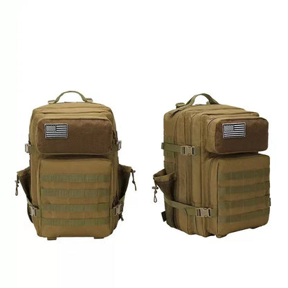 Oxford fabric waterproof backpack with large 45-litre capacity, multiple pockets, and comfortable padded straps for daily use and outdoor adventures