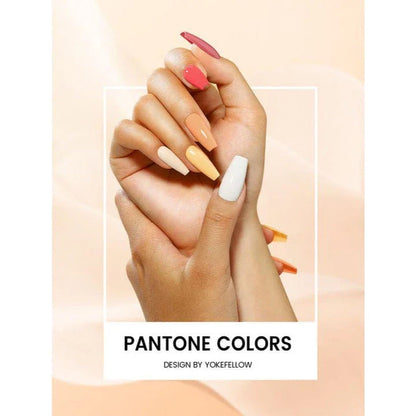 Autumn-inspired gel nail polish kit with vibrant orange, yellow, and glitter shades