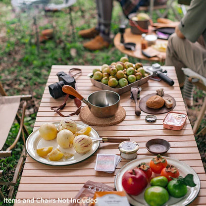Trendha Outdoor Folding Egg Roll Table made of durable beechwood for camping, picnics, and outdoor use
