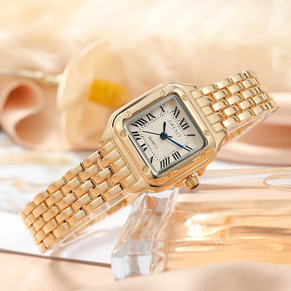Luxury Fashion Square Women's Watch with stainless steel case and bracelet, elegant square dial design