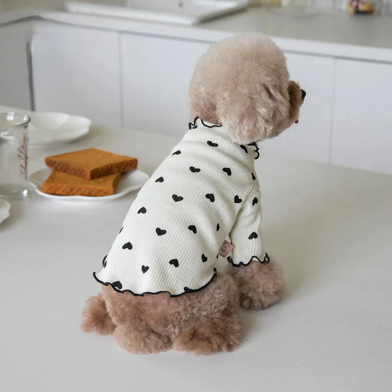Cosy embroidered bear waffle vest for pets in a variety of sizes and the colour pink