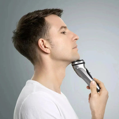 Advanced cordless electric face shaver with 3D floating heads and ultra-thin double ring cutter for a smooth, comfortable shave