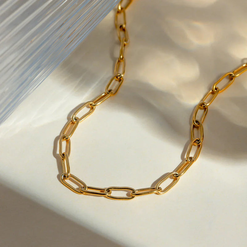 Homeenjoy UK Premium 18K Gold-Plated Stainless Steel Paper Clip Chain Anklet