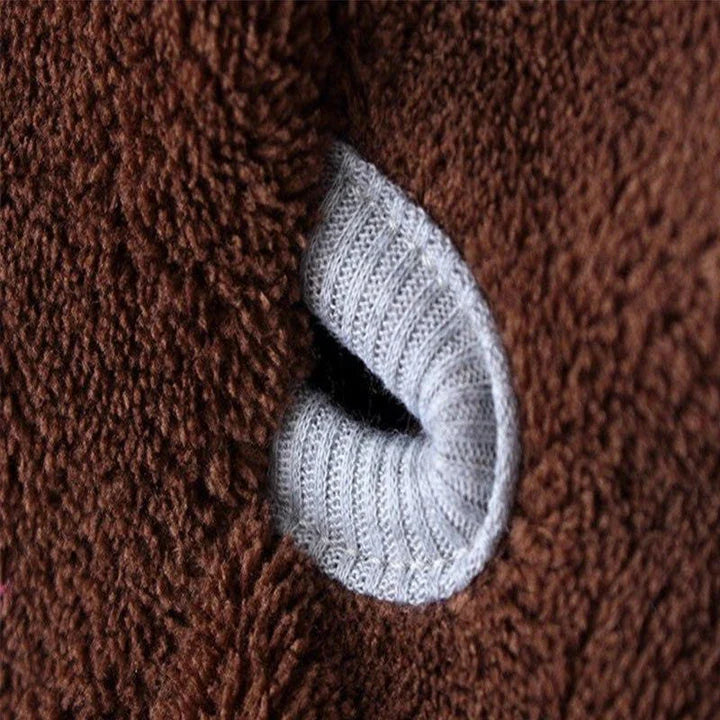 Cosy and comfortable fleece jumpsuit for small dogs in a classic brown colour
