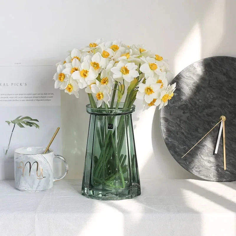 Elegant 6-Piece Artificial Narcissus Flower Bouquet - Lifelike silk narcissus flowers for hassle-free home and event decor